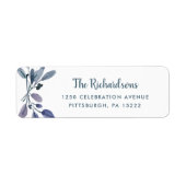 Blauw Foliage op Wit Etiket (Voorkant)