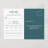 Blauw Foliage Patroon Bruiloft Menu Muziek RSVP Ca (Achterkant)