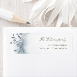 blauw folieetiket waterverf etiket