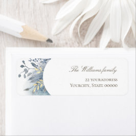blauw folium waterverf etiket