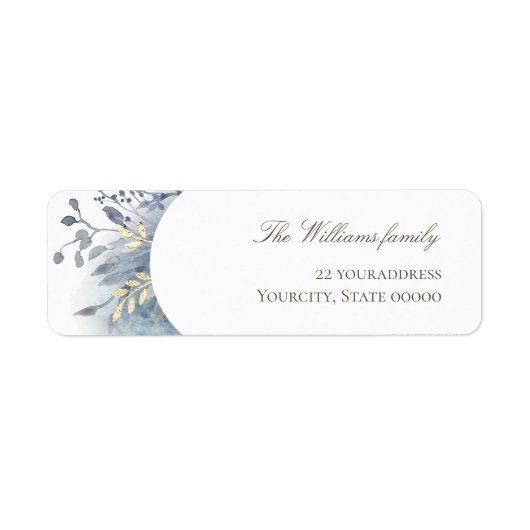 blauw folium waterverf etiket (Voorkant)