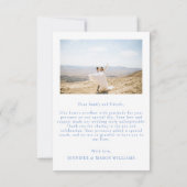 Blauw folk bloemenkrans Bruiloft Foto Bedankkaart (Achterkant)