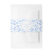 Blauw folk waterverf bloem bruiloft buik band uitnodigingen wikkel (Voorkant Voorbeeld)