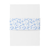 Blauw folk waterverf bloem bruiloft buik band uitnodigingen wikkel (Achterkant Voorbeeld)