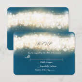 Blauw fonkelend licht explosie bruiloft RSVP kaart (Voorkant / Achterkant)