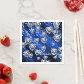 Blauw Fonkelende Diamanten Hartjes Servetten (Insitu)