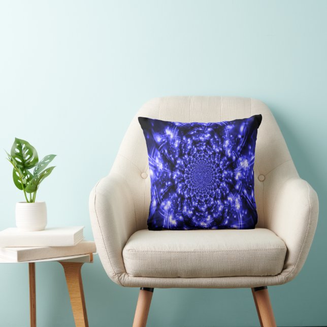 Blauw Fonkelende Lichten Kussen (Stoel)