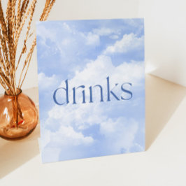 Blauw Fonkelende Wolken Drinken Tafel Reclamebord Met Voetstuk