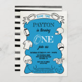 Blauw Football 1e Hand getrokken Verjaardag Kaart (Voorkant / Achterkant)