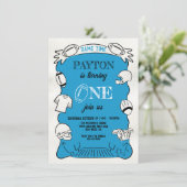 Blauw Football 1e Hand getrokken Verjaardag Kaart (Staand voorkant)