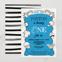 Blauw Football 1e Hand getrokken Verjaardag