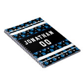 Blauw Football Helmet Patroonnaam & Jersey-nummer Notitieboek (Rechterzijde)