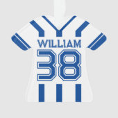 Blauw Football Jersey Uniform met nummer Ornament (voorkant)