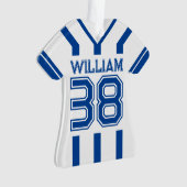 Blauw Football Jersey Uniform met nummer Ornament (voorkant)
