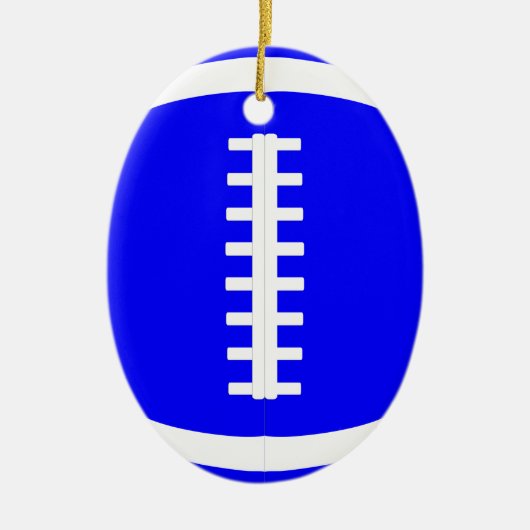 Blauw Football Player of Coach-kerstversiering Keramisch Ornament (Voorkant)