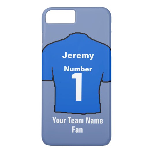 Blauw Football Shirt Kies naam en team Case-Mate iPhone Case (Achterkant)
