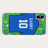 Blauw Football Shirten ontwerp. Case-Mate iPhone Case (Achterkant (horizontaal))