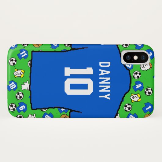 Blauw Football Shirten ontwerp. Case-Mate iPhone Case (Achterkant (horizontaal))