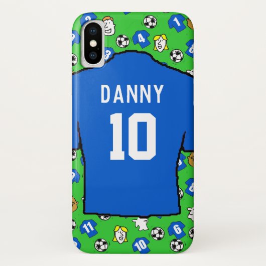 Blauw Football Shirten ontwerp. Case-Mate iPhone Case (Achterkant)