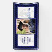 Blauw Football thema foto Afstuderen Spandoek (Verticaal)