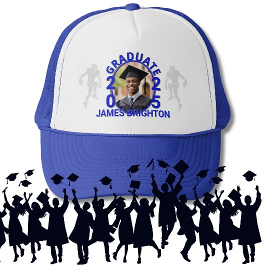 Blauw Football thema foto Afstuderen Trucker Pet