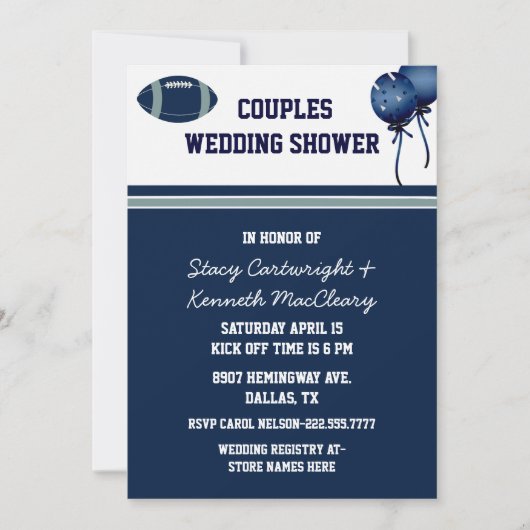 Blauw Football - Uitnodiging tot weduwschap (Voorkant)