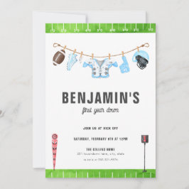 Blauw Football Verjaardag Eerste jaar Down 1e Uitn Kaart