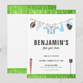 Blauw Football Verjaardag Eerste jaar Down 1e Uitn Kaart (Voorkant / Achterkant)