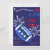 blauw Football Vierde juli Pool Party Kaart (Voorkant)