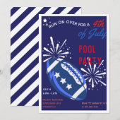  blauw Football Vierde juli Pool Party Kaart (Voorkant / Achterkant)