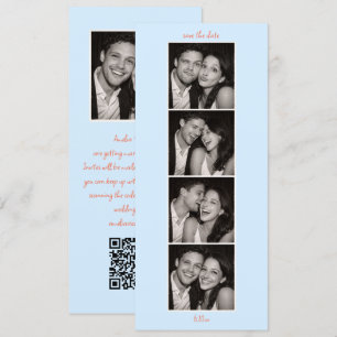 Blauw Foto-automaat Huwelijk QR-code Moderne Hoge Save The Date