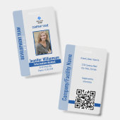 Blauw Foto Bedrijfsbeveiliging QR-code Personeels- Badge (Voor- en achterkant)
