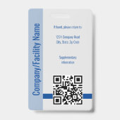 Blauw Foto Bedrijfsbeveiliging QR-code Personeels- Badge (Achterkant)