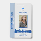 Blauw Foto Bedrijfsbeveiliging QR-code Personeels- Badge (Voorzijde)
