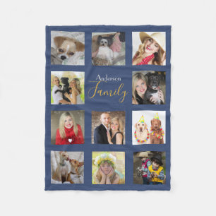 BLAUW Foto Dekbed Collage Instagram Goud Fleece Deken