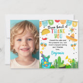 Blauw foto feest verjaardagskaart bedankt kaart (Voorkant)