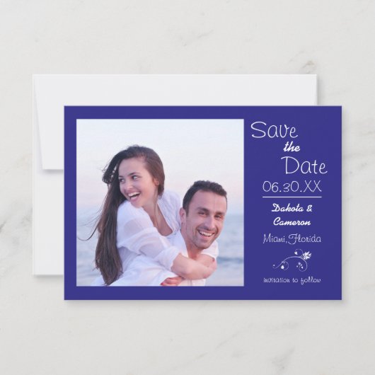 Blauw foto horizontaal - 3x5 Opslaan datum Save The Date (Voorkant)