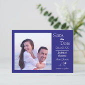 Blauw foto horizontaal - 3x5 Opslaan datum Save The Date (Staand voorkant)
