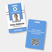 Blauw | Foto-ID van ziekenhuismedewerker – verplee Badge (Front & Back)