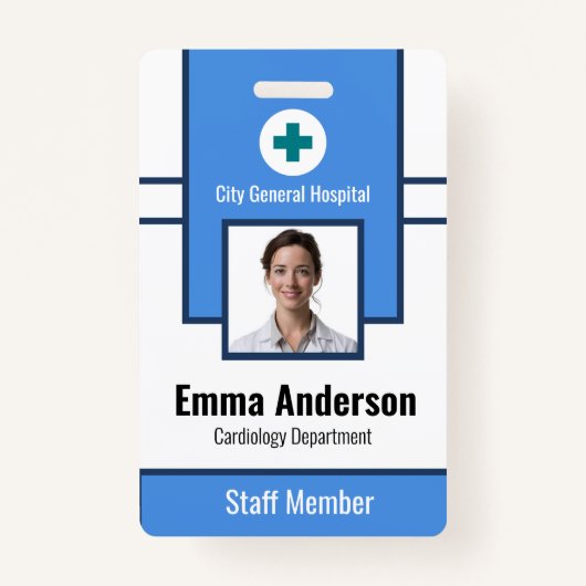 Blauw | Foto-ID van ziekenhuismedewerker – verplee Badge (Voorkant)