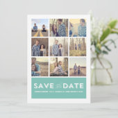 Blauw foto-raster save the date-aankondigingen kaart (Staand voorkant)