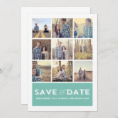 Blauw foto-raster save the date-aankondigingen kaart (Voorkant / Achterkant)