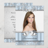  blauw fotografie uitnodiging voor Quinceanera (Voorkant / Achterkant)