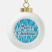 Blauw fractaal bos keramische bal ornament (Voorkant)