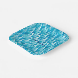 Blauw fractaal bos papieren bordje