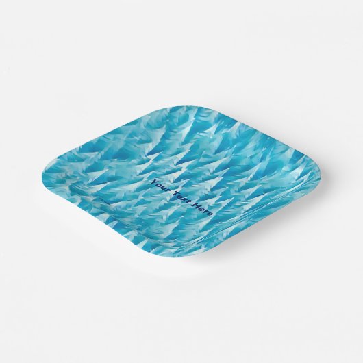 Blauw fractaal bos papieren bordje (Gebogen)