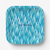 Blauw fractaal bos papieren bordje (Voorkant)