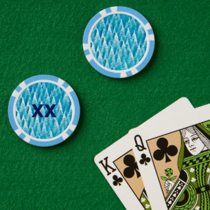 Blauw fractaal bos poker chips