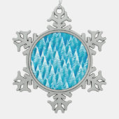 Blauw fractaal bos tin sneeuwvlok ornament (Voorkant)