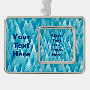 Blauw fractaal bos verzilverd omlijst ornament